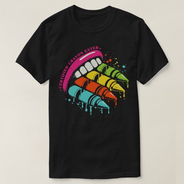 Auktoriserad Crayon Eater T Shirt (Design framsida)