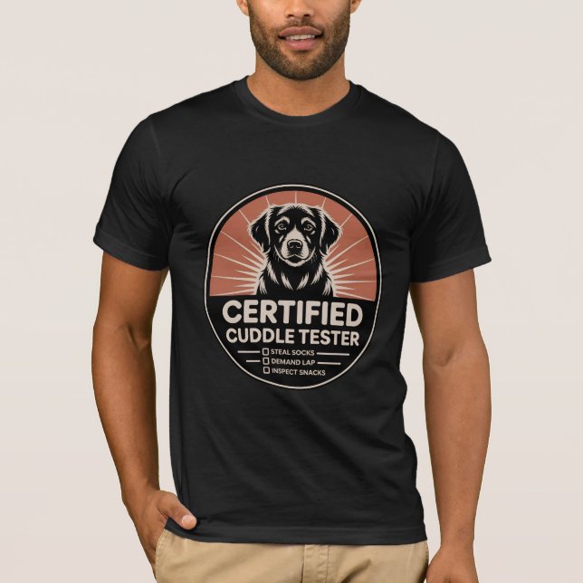 Auktoriserad Cuddle Tester Hund älskare Shirt T (Framsida)