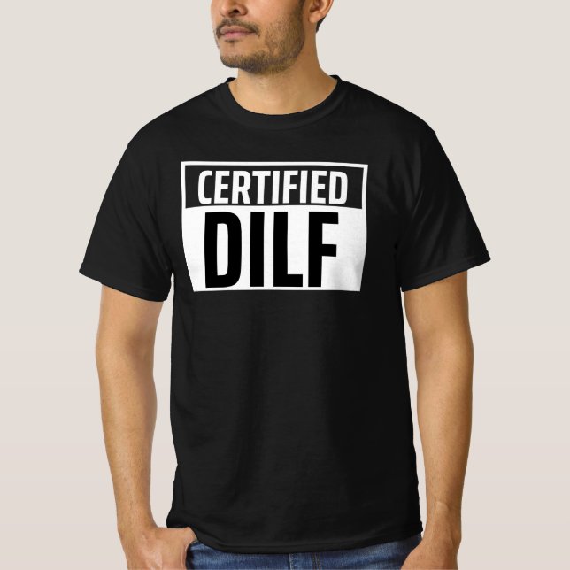 Auktoriserad DILF Lnoj New Pappa Fars dag T Shirt (Framsida)