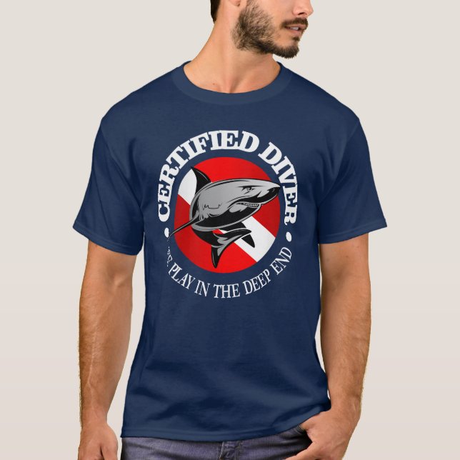 Auktoriserad Diver (haj) T Shirt (Framsida)
