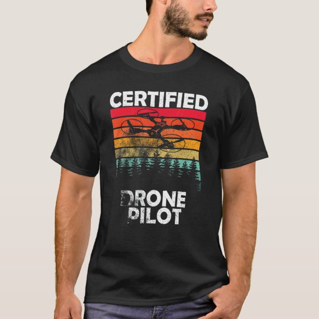 Auktoriserad Drone Pilot Fpv Drone Flies Drone Mou T Shirt (Framsida)