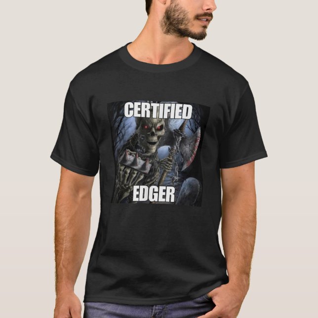 Auktoriserad Edger Funny Cringe Hard Skeleton-PM T Shirt (Framsida)