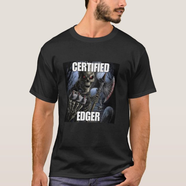 Auktoriserad Edger Funny Cringe Hard Skeleton-PM T Shirt (Framsida)