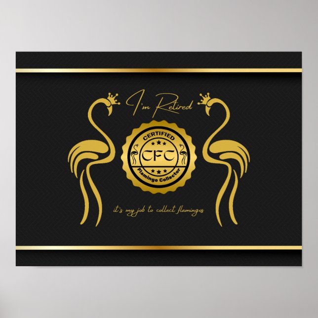 Auktoriserad Flamingo Collector Black Guld Poster (Framsidan)