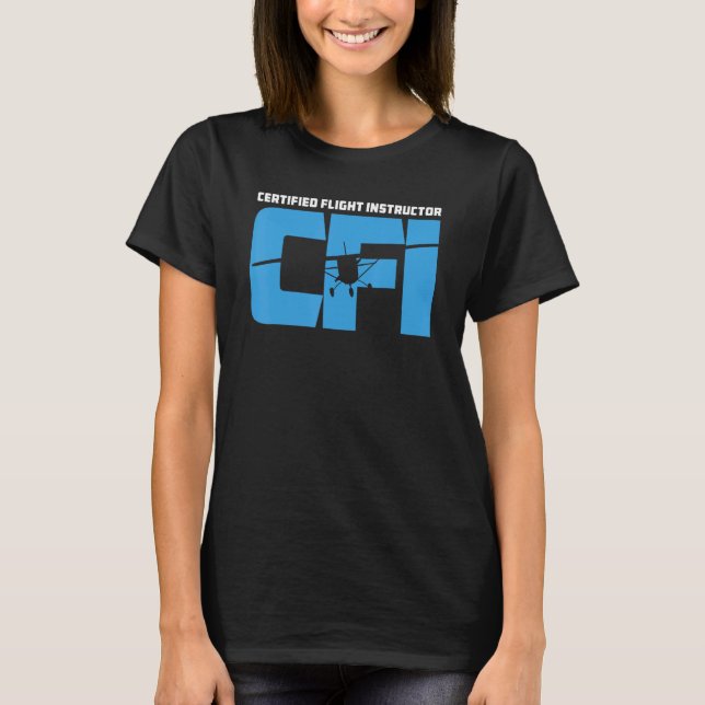 Auktoriserad Flight Instructor Cfi Airplane Silhou T Shirt (Framsida)