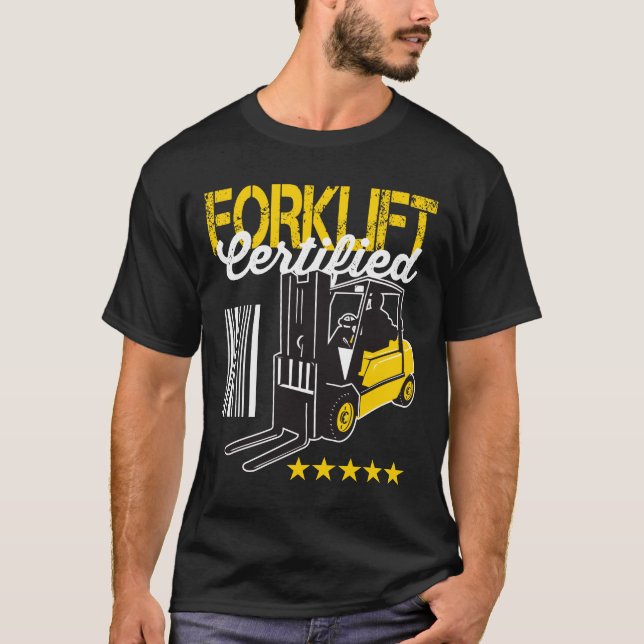 Auktoriserad för gaffeldrag | Gråklift-operatör T Shirt (Framsida)