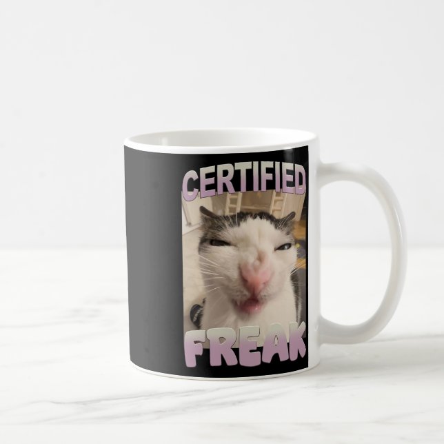 Auktoriserad Freak Cat Meme Funny Pet Humor Kaffemugg (Höger)