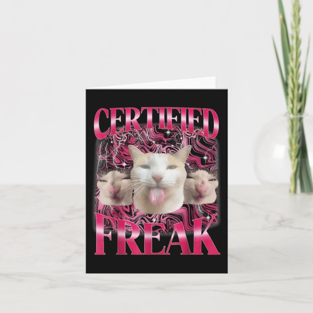 Auktoriserad Freak Cement Cursed Cat Funny Cat Me Kort (Framsida)