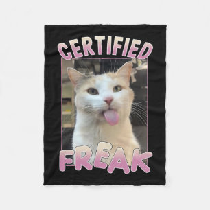 Auktoriserad Freak Cute Cat Meme Älskare Funny Ani Fleecefilt