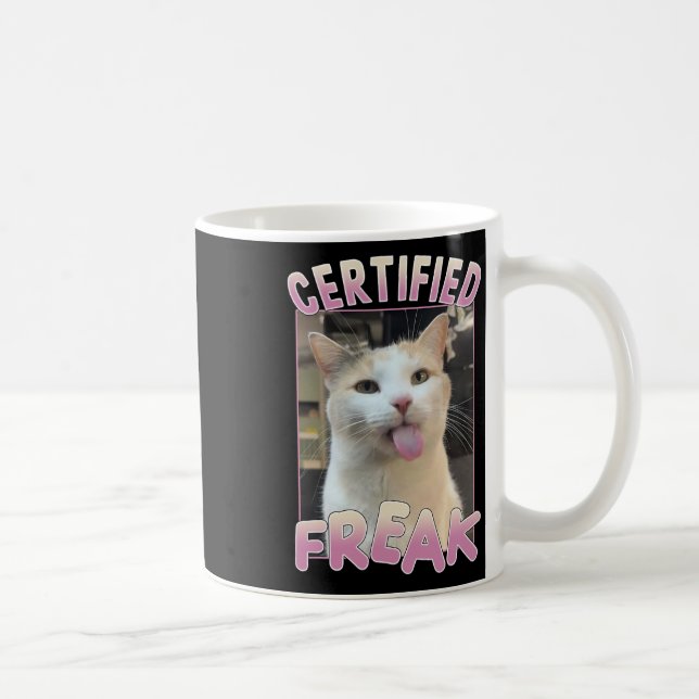 Auktoriserad Freak Cute Cat Meme Älskare Funny Ani Kaffemugg (Höger)