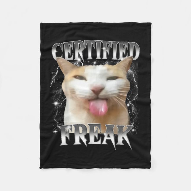 Auktoriserad Freak Eat Cement Funny Curte Cat Fåni Fleecefilt (Framsidan)