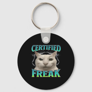 Auktoriserad Freak Funny Kat Meme Curted Fånig Sta Nyckelring