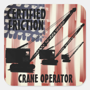 AUKTORISERAD FRICTION CRANE OPERATOR VINTAGE CRAWL FYRKANTIGT KLISTERMÄRKE