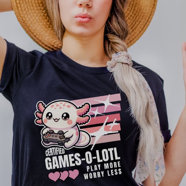 Auktoriserad Games-o-lotl Cute Axolotl-spel T Shirt (Skapare uppladdad)