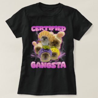 Auktoriserad Gangsta Kawaii Cat Meme Girls Tonårin T Shirt