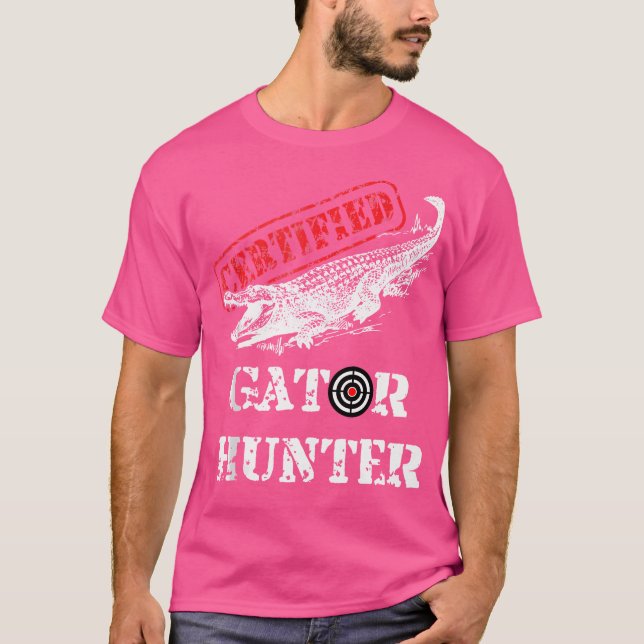 Auktoriserad Gator Alligator Hunter Hunter Hunting T Shirt (Framsida)
