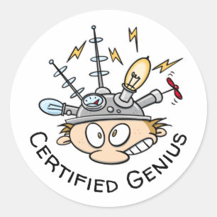 Auktoriserad Genius Thinking Cap Funny Tecknad Runt Klistermärke