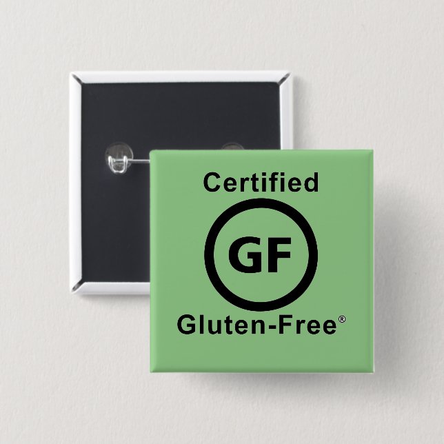 Auktoriserad Gluten Free Symbol Square Knapp (Framsida & baksida)