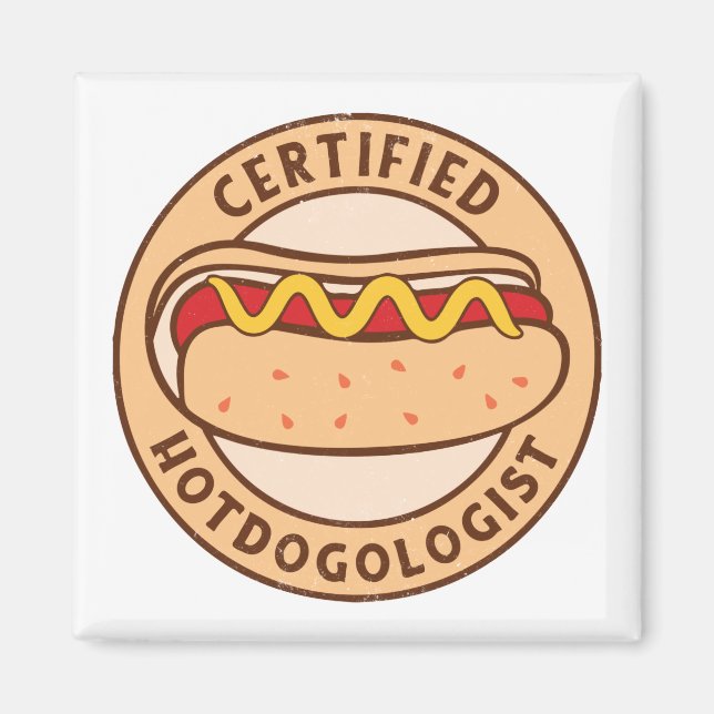 Auktoriserad Hotdogolog Funny Hett Hund älskare Magnet (Framsidan)