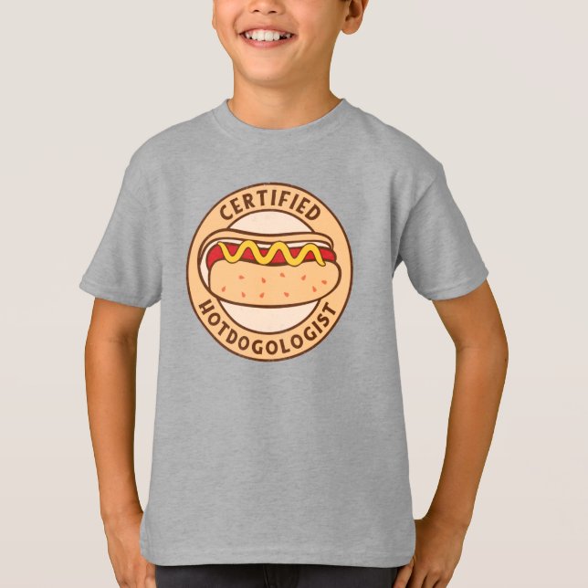 Auktoriserad Hotdogolog Funny Hett Hund älskare T Shirt (Framsida)