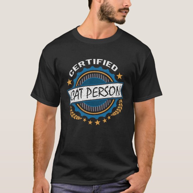 Auktoriserad Katt Person Cat T Shirt (Framsida)