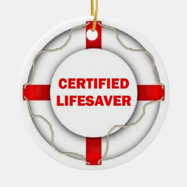 Auktoriserad Lifesaver Julgransprydnad Keramik (Framsidan)