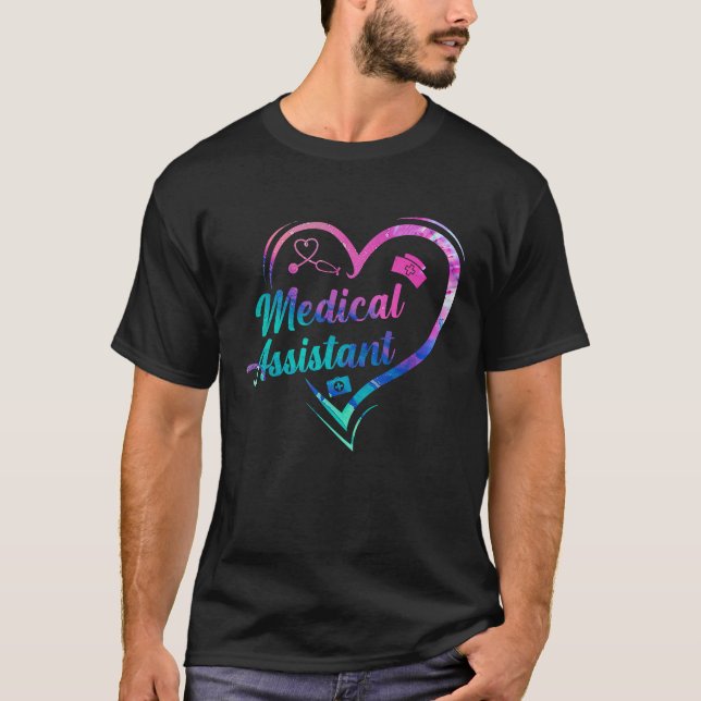 Auktoriserad Medicinsk assistent Watercolor Heart  T Shirt (Framsida)