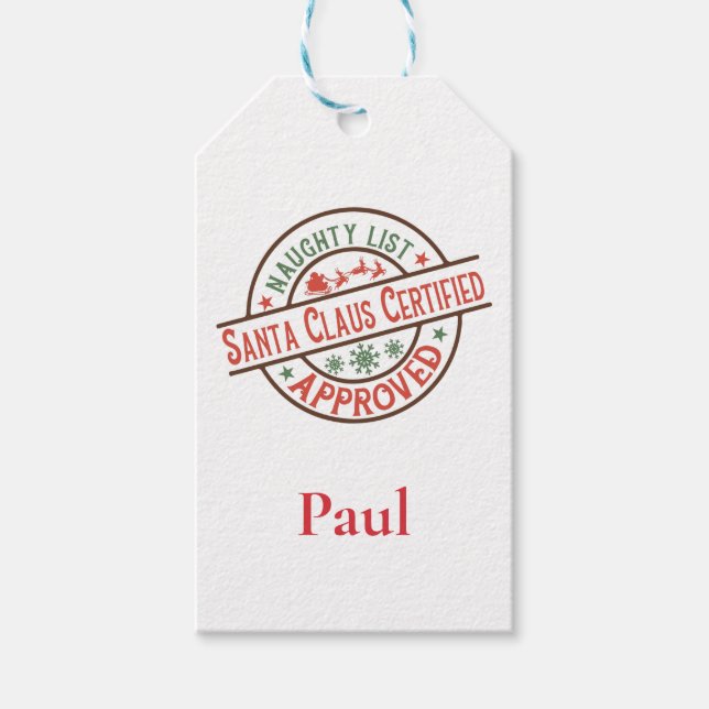 Auktoriserad Naughty List juljul Presentetikett (Framsidan)