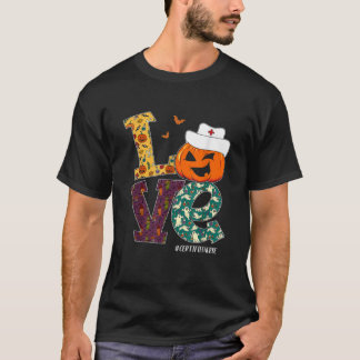 Auktoriserad Nurse Halloween Scary Pumpkin Kärlek T Shirt