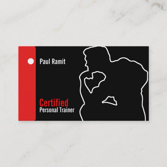 Auktoriserad Personal Trainer Business Red Black C Visitkort (Framsida)