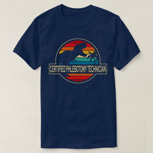 Auktoriserad Phlebotomy Technician Dinosaur T Shirt (Design framsida)
