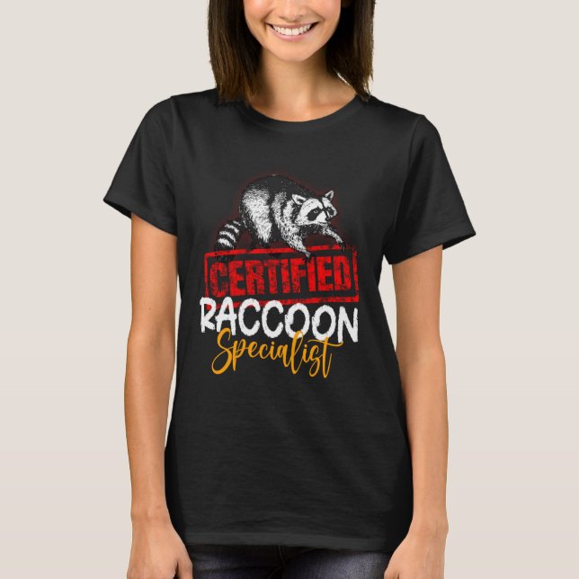 Auktoriserad Raccoon Specialist Animal Lover T Shirt (Framsida)