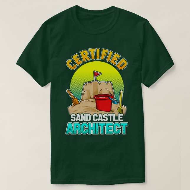 Auktoriserad Sand Castle Architect Summer Beach T Shirt (Design framsida)