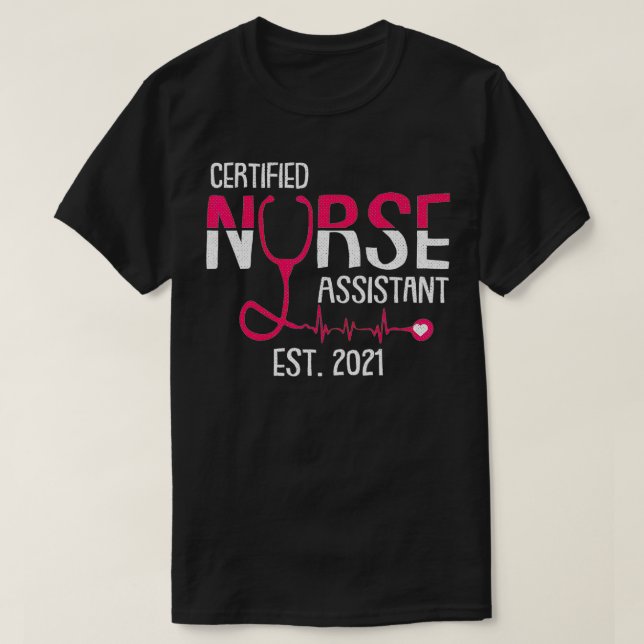Auktoriserad sjuksköterskeassistent Est 2021 CNA s T Shirt (Design framsida)