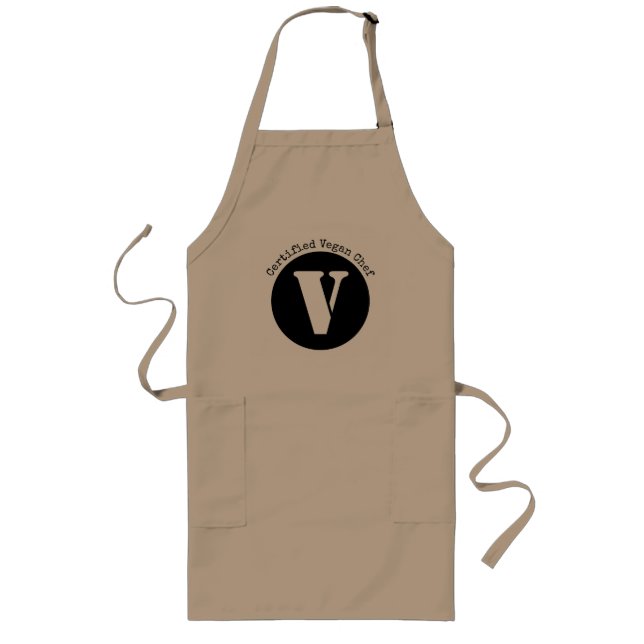 Auktoriserad Vegan Chef Apron Långt Förkläde (Framsidan)
