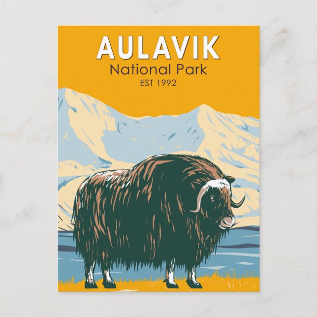 Aulavik National Park Canada Muskox Vintage Vykort (Framsida)