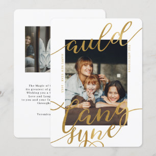 Auld Lang Syne Gilded Calligraphy Photo Card Inbjudningar