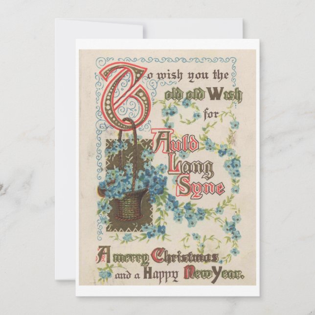 Auld Lang Syne, jul, nyår 1914 Årgammal Julkort (Framsida)