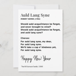 Auld Lang Syne Text Nyår Personlig Julkort