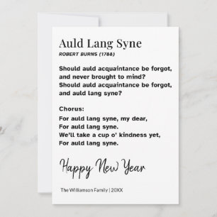 Auld Lang Syne Text Nyår Personlig Julkort