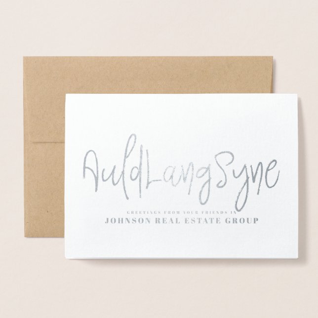 Auld Lang Syne Typography | Holiday Greetings Folierat Kort (Framsida med kuvert)