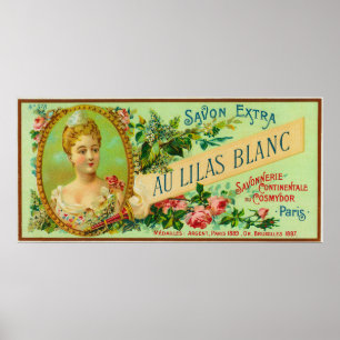 AuLilas Blanc tvål LabelParis, frankrike Poster