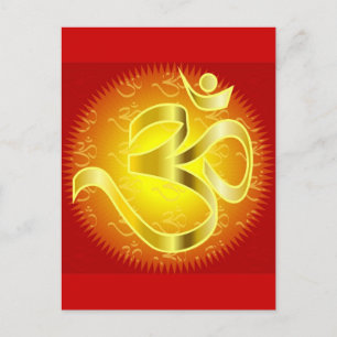 Aum- eller Om-symbol i och Vykort