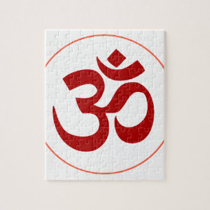 Aum eller Om-symbol (mörk - röd färg) Pussel