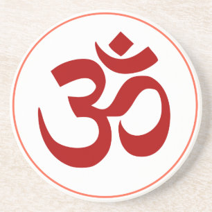 Aum eller Om-symbol (mörk - röd färg) Underlägg Sandsten