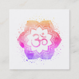 *~* Aum Lotus Flower Mandala Yoga Reiki Teacher Om Fyrkantigt Visitkort
