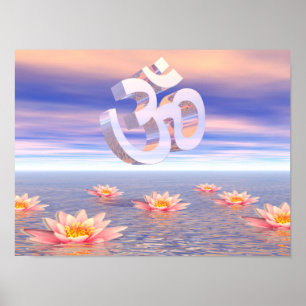 Aum - om på näckrosor - 3D framför Poster