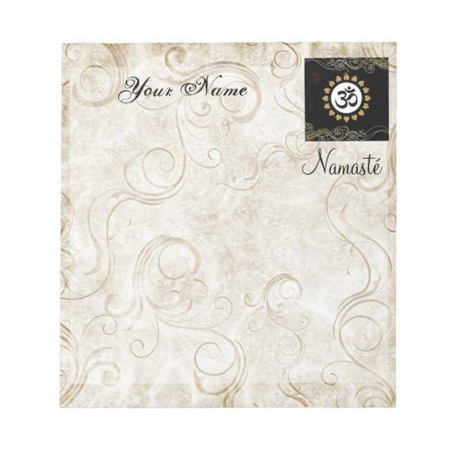 Aum Symbol Mantra Meditation Black och Guld Anteckningsblock (Framsida)