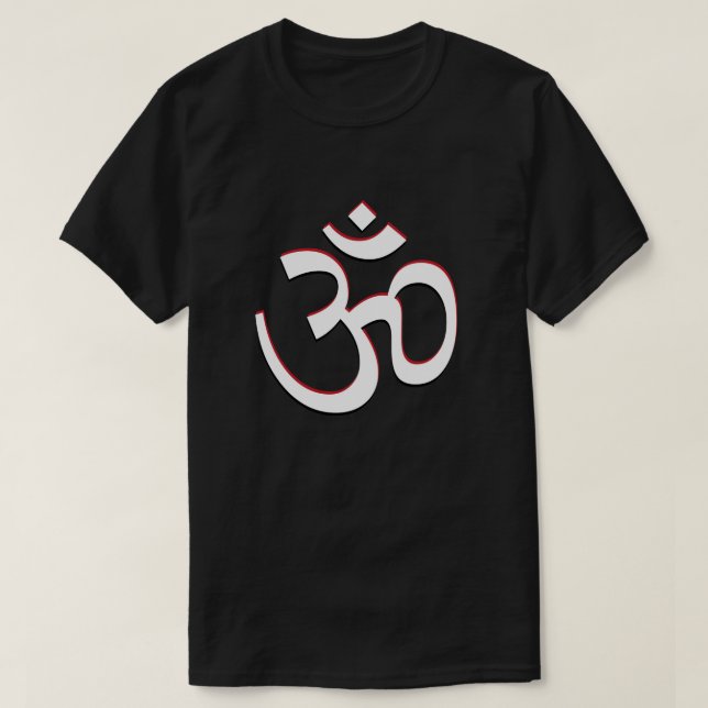 Aum Symbol Om Sign Logotyp Red White Black T Shirt (Design framsida)