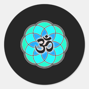 Aum-tecken Yoga-meditation Livsfrö Blomma Av Li Runt Klistermärke